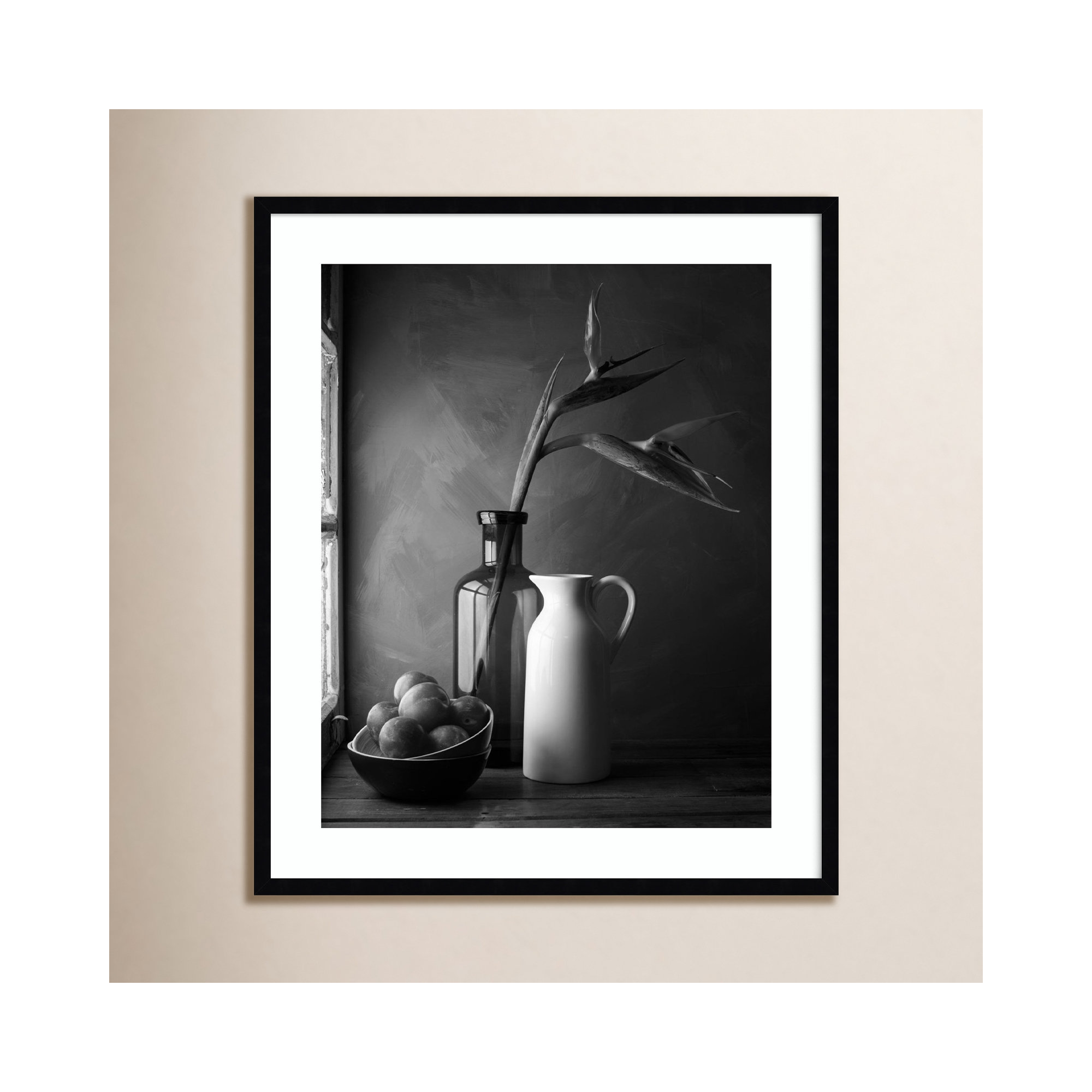 Plums And Jars Still Life by Luiz Laercio, Black, 33" H x 28" W
