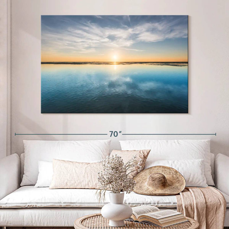 Coucher de soleil sur la plage Gillard Wadden, H 34 po x l 51 po