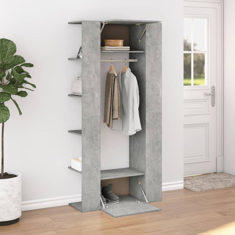 Backes 2 Door Manufactured Wood Wardrobe, Grey