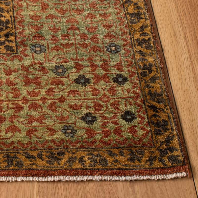 Ralph Lauren Lourens Hand Knotted, 80% Wool And 20% Cotton, Madder Red Area Rug, Rectangle 6' x 9'