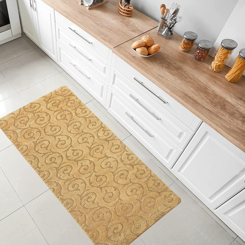 Tapis de cuisine Design, Rectangle 2 pi 8 po x 5 pi 4 po, Beige clair