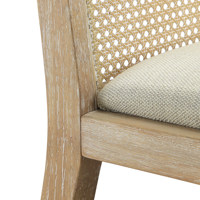 2 chaises de salle à manger - fabrication en bois massif, dossier en canne synthétique, siège rembourré avec coussin requis