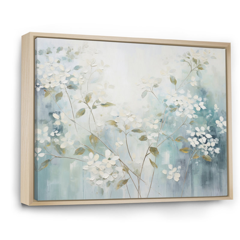 «Garden Landscape», art mural, impression florale tranquille bleue - Blue Tranquil Gardens I, Cadre naturel flottant