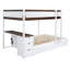 Lit superposé blanc + noyer avec lit gigogne simple, bureau pratique, rangement et rangement de taille, lit gigogne blanc / noyer
