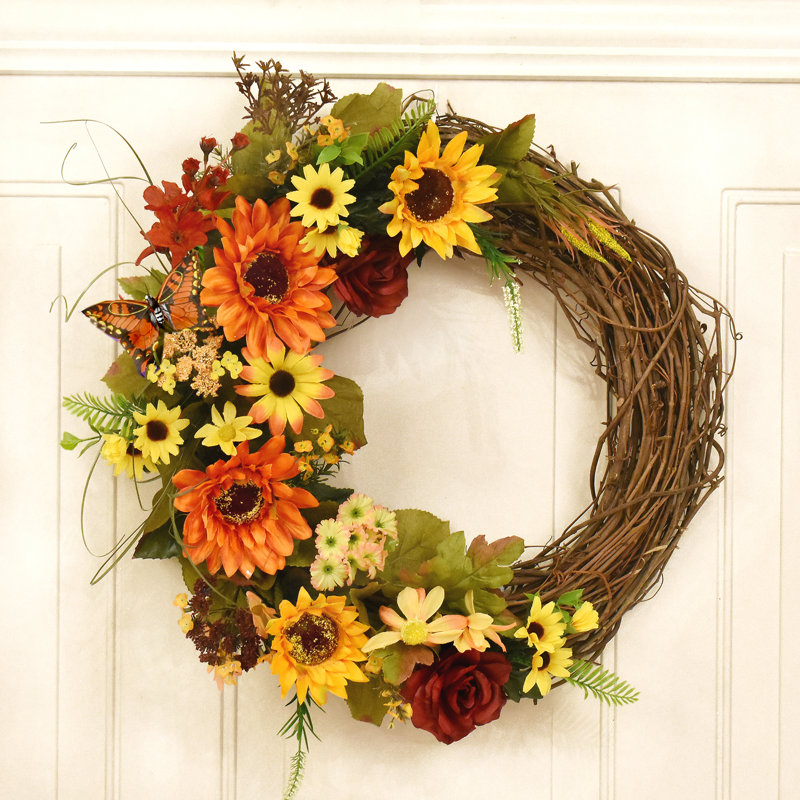 Handcrafted Faux Sunflower 20'' Wreath