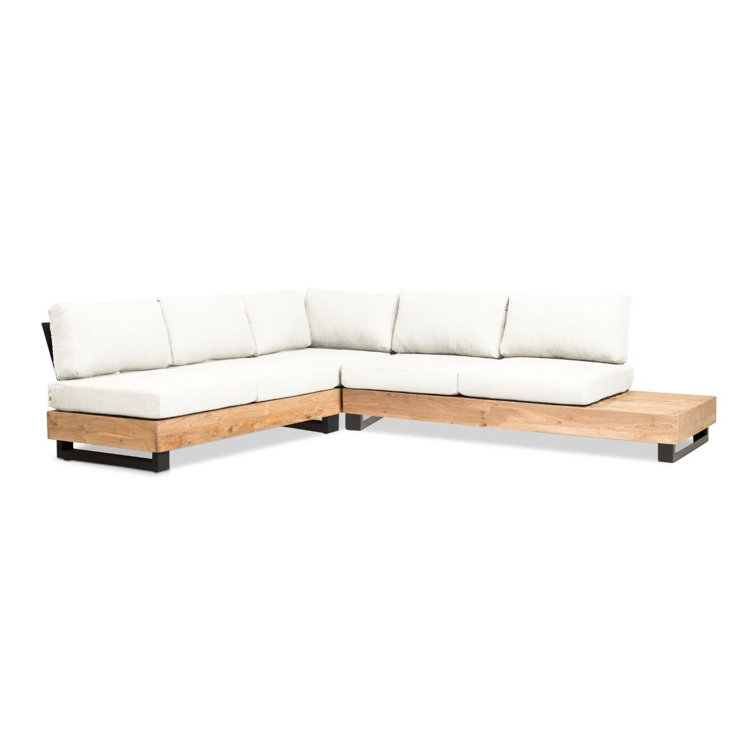 Combes Teak 5 - Person Modular Patio Conversation Sets with Sunbrella® Cushions