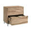 Classeur latéral contemporain avec apparence de bois - tiroir verrouillable pour un rangement sûr, fonction d'extension, tout fini, base en métal, espace de rangement de bureau