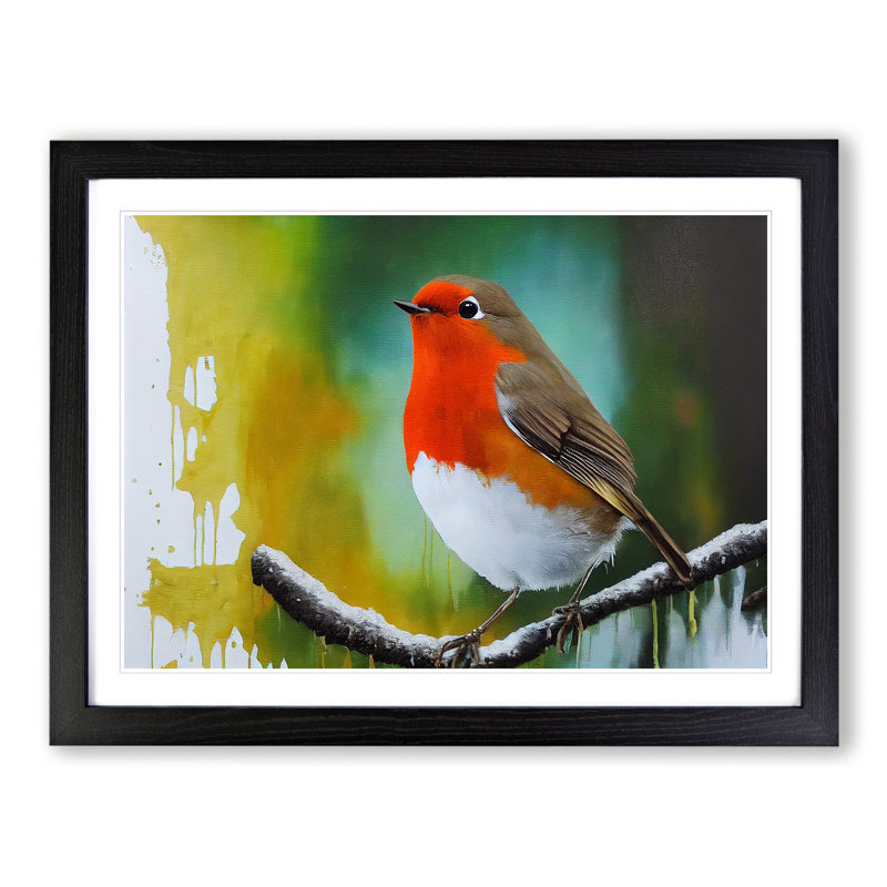 Epic Robin Bird - Framed Print, Black, 46cm H x 64cm W x 2cm D