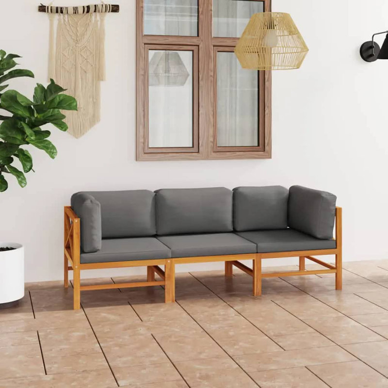 Lakethia 5 Piece Lounge Sofa Seating Group, Gray, 3-Seater