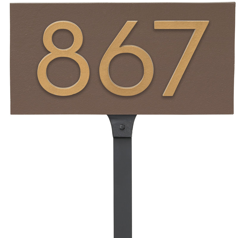 Enseigne d’adresse flottante sur 1 ligne, Sable, Or