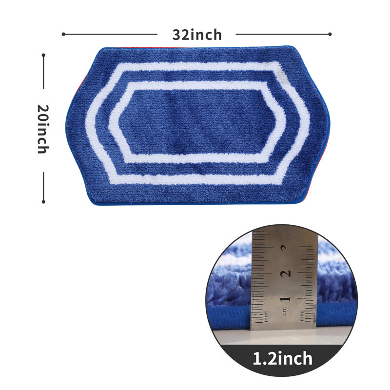 Tapis pour salle de bain Shilyn, L 20 po x L 32 po, Bleu