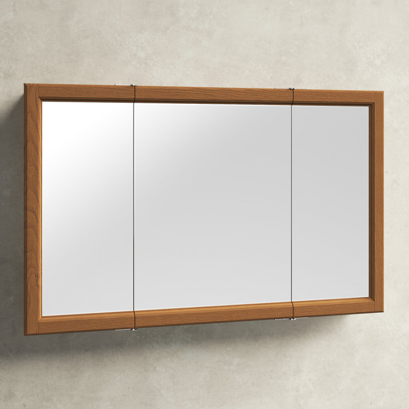 Bathroom Medicine Cabinet, Wall Mounted, Mirror, Nutmeg Oak, 30" H x 48" W x 5" D