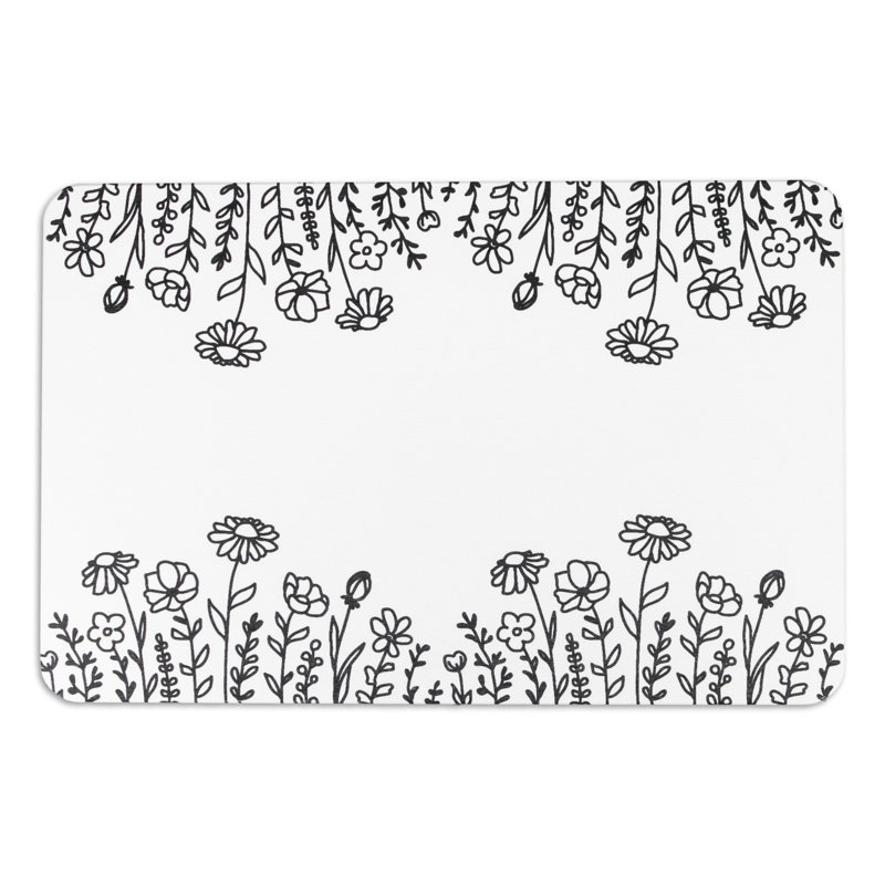 Non-Slip Bath Mat, White/Black