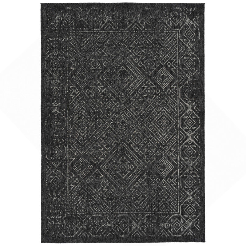 Tapis texturé moderne, transitionnel, géométrique, de style Sud-Ouest