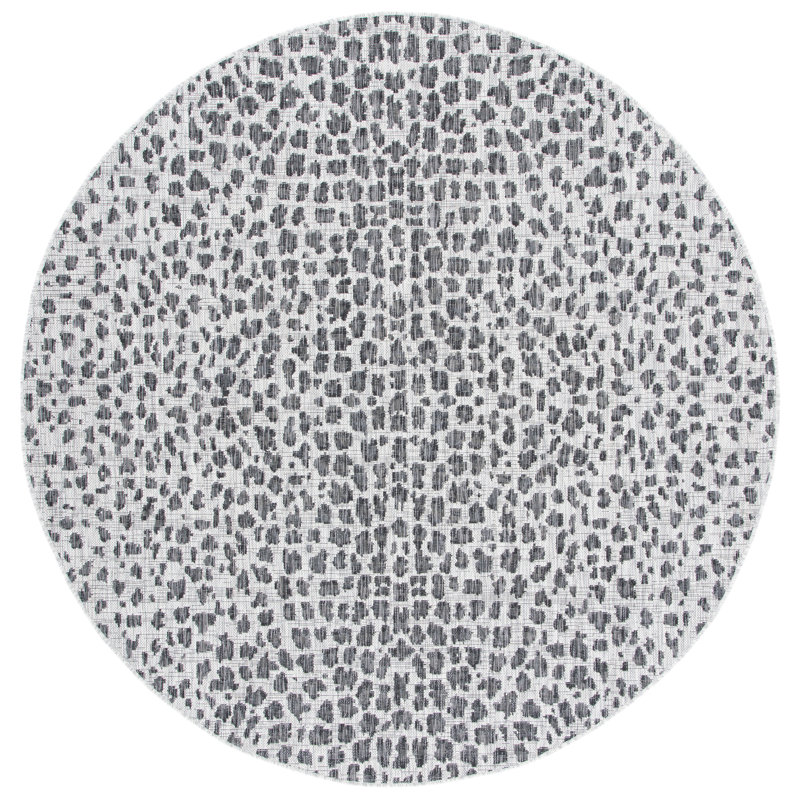 Basinger Animal Print Gray Indoor/Outdoor Area Rug, Round 7'1"