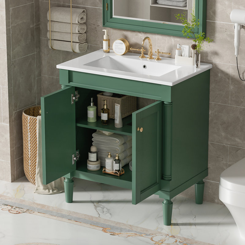 Meuble-lavabo 30 po avec lavabo en céramique, Green