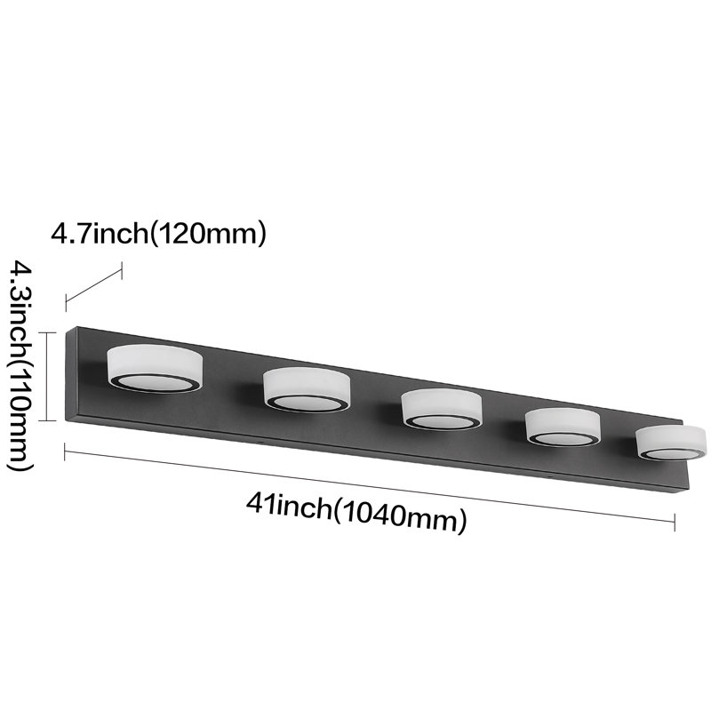 9550+9551 5 - Light Dimmable LED Vanity Light, Matte Black
