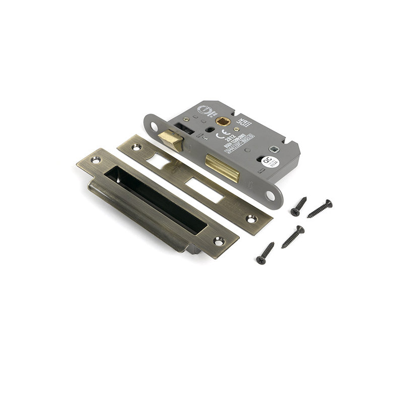 Heavy Duty Bathroom Lock, Aged Brass