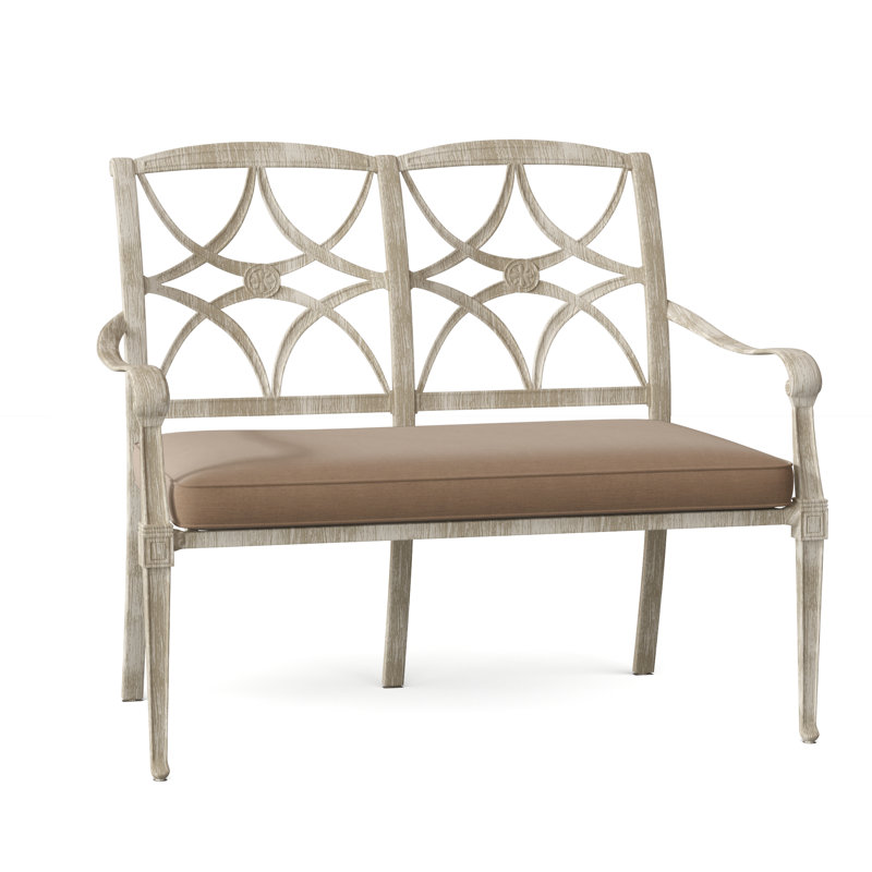 Wiltshire Outdoor Bench, Weathered White, Canvas Spa Sunbrella® Canvas