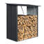 Remise de bois de chauffage en métal noir 3 pi x 5 pi - Toit incliné pour un écoulement efficace de l'eau et un rangement extérieur