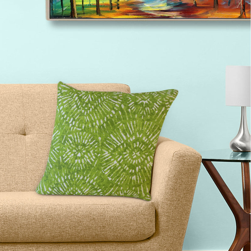 Oreiller Umed Ikat, 18 po x 18 po, Coussin décoratif, Vert