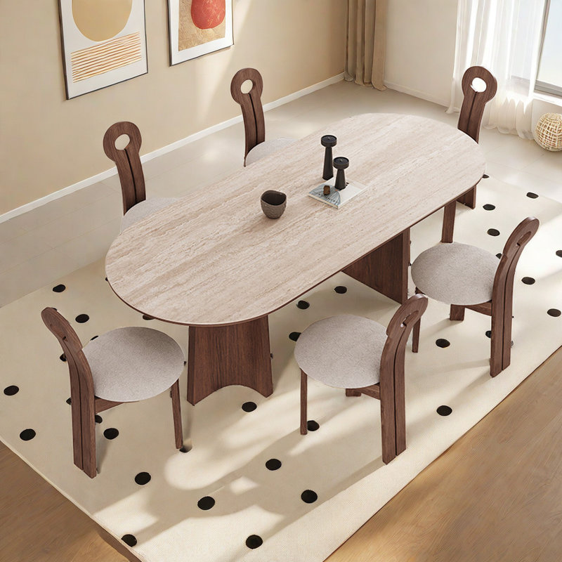 Table et chaises ovales minimalistes, H 29,5 po x L 55,1 po x l 31,4 po