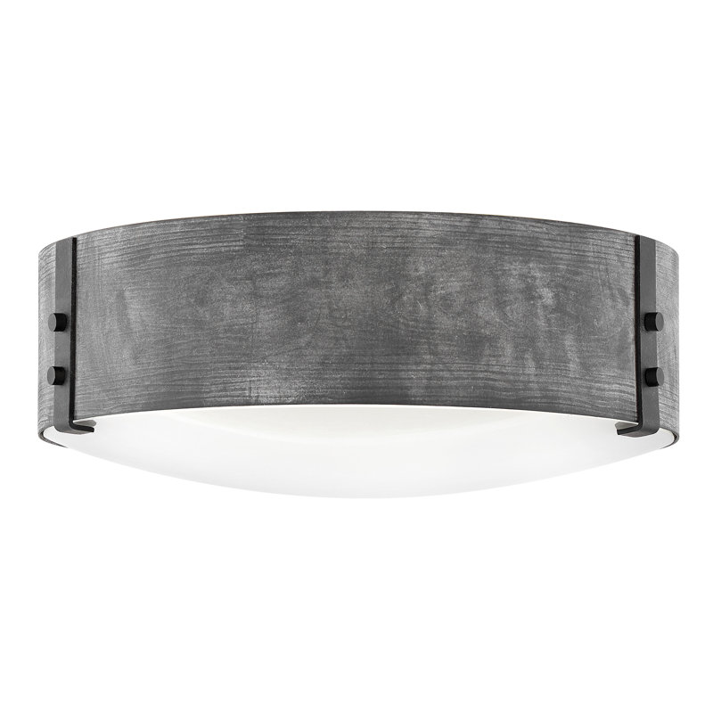 Rustic Aged Zinc & Black 3-Light Outdoor Flush Mount with Clear Seedy Glass