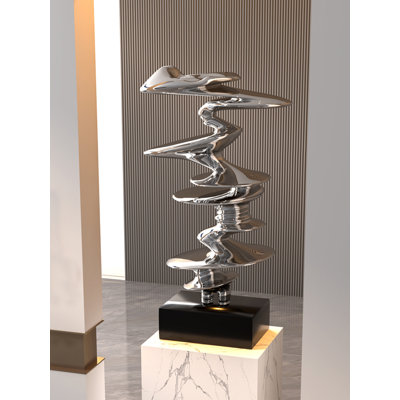 Geometric Abstract Sculpture - Fiberglass Electroplated Display Piece