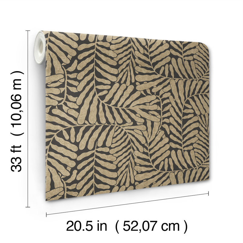 Gabriel Espresso Fern Wallpaper, Black