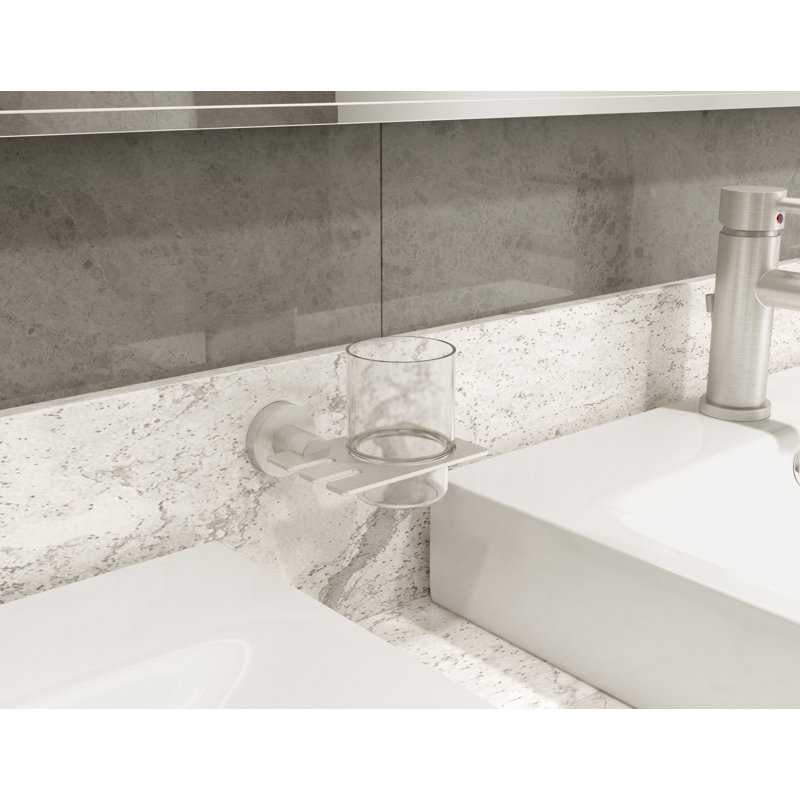 Dia Bathroom Storage Container, Satin Nickel
