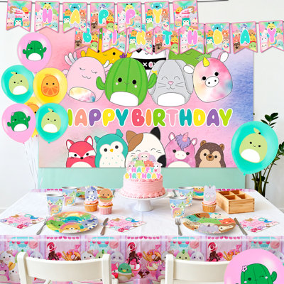 112Pcs Squishmallow Birthday Party Decorations & Squishmallow Party Tableware Set
