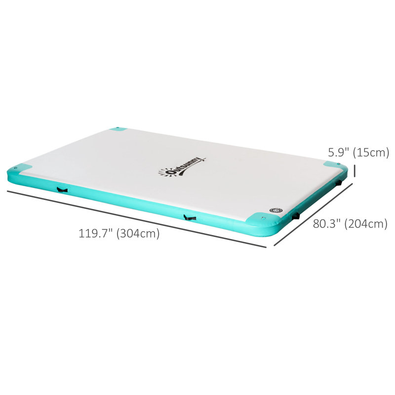 Plateforme flottante Outsunny, Bleu/blanc/vert