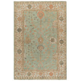 Oushak Oriental Hand-Knotted Wool Dark Green/Light Area Rug