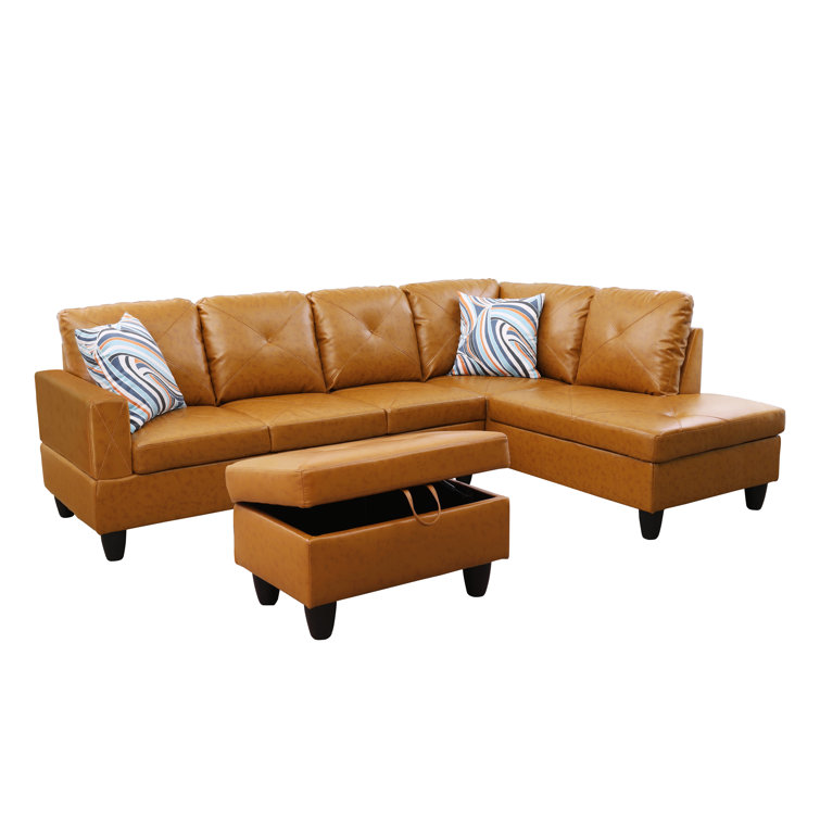 3 - Piece Vegan Leather Sectional