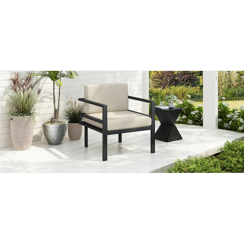Méridienne d'extérieur moderne de 27,7 po avec structure en aluminium, coussins résistants aux intempéries, conception élégante, parfaite pour la terrasse, le jardin ou le balcon