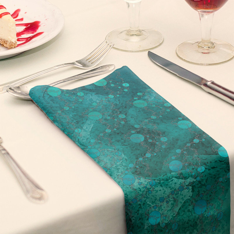 Serviette de coton de planètes stars, H 0,1 po x l 22 po x P 22 po, Vert / Sarcelle, Sergé de polyester