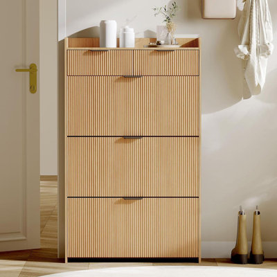 Design Shoe Cabinet With 3 Flip Drawers