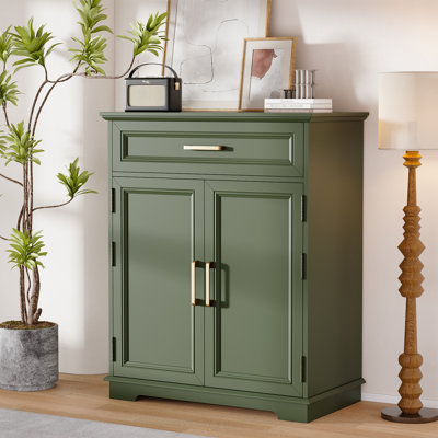 Ensemble de 1 commode à 2 portes avec armoires décoratives pour le salon, la cuisine, le vestibule et le garde-manger avec 4 tablettes suspendues