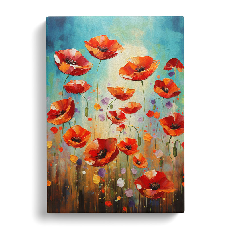 Poppy Field Abstract - Wrapped Canvas, 60cm H x 40cm W x 3cm D