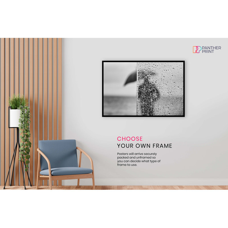 Rainy Day Man Silhouette 1 Piece Wall Art, 20cm H x 31cm W x 0.5cm D