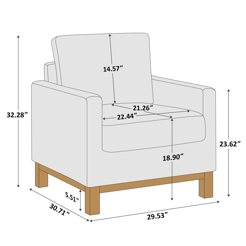 Fauteuil d'appoint rembourré avec pieds en bois massif, boucle blanche , Rembourrage en mousse blanche