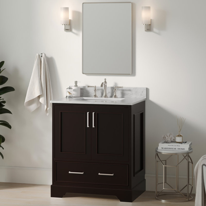 Meuble-lavabo simple avec plateau Abita 55, Rectangular, 31″, Espresso
