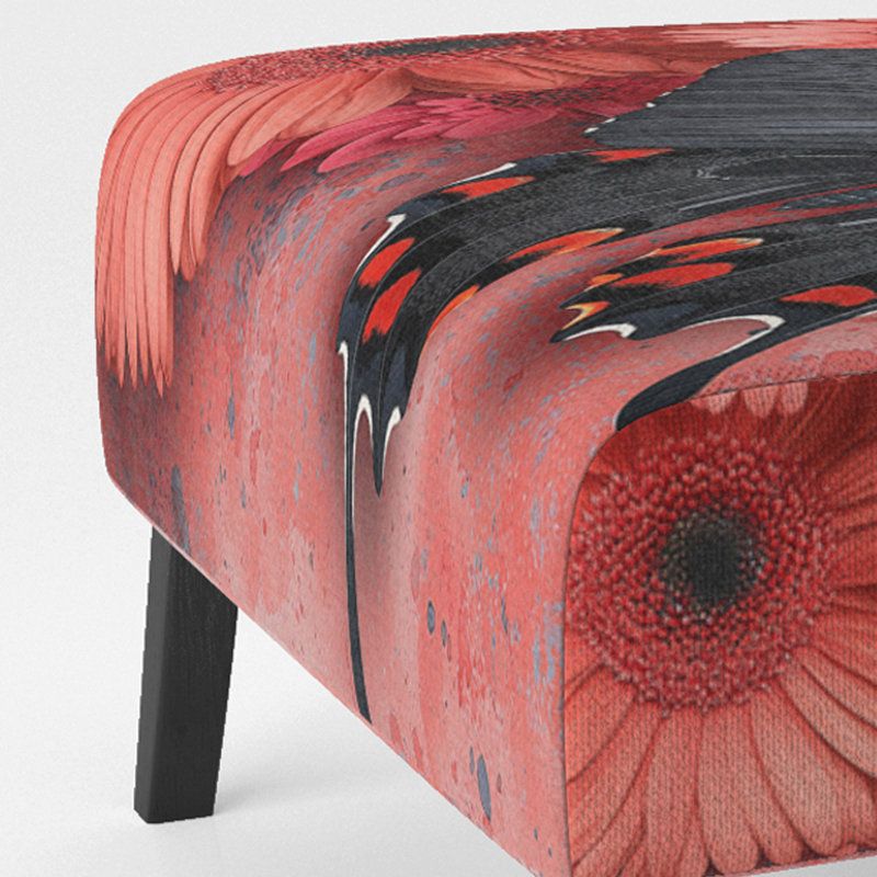 Fauteuil de chambre rembourré abstrait coloré - Fauteuil d'appoint moderne en velours, Rose foncé / noir