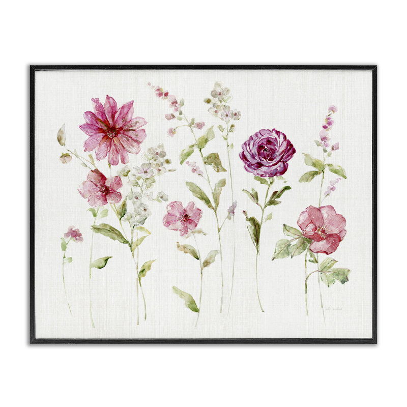  Blooming Rose Sprig, art de la giclée encadrée par Sally Swatland, H 11 po x l 14 po, Giclée encadrée noir minuit
