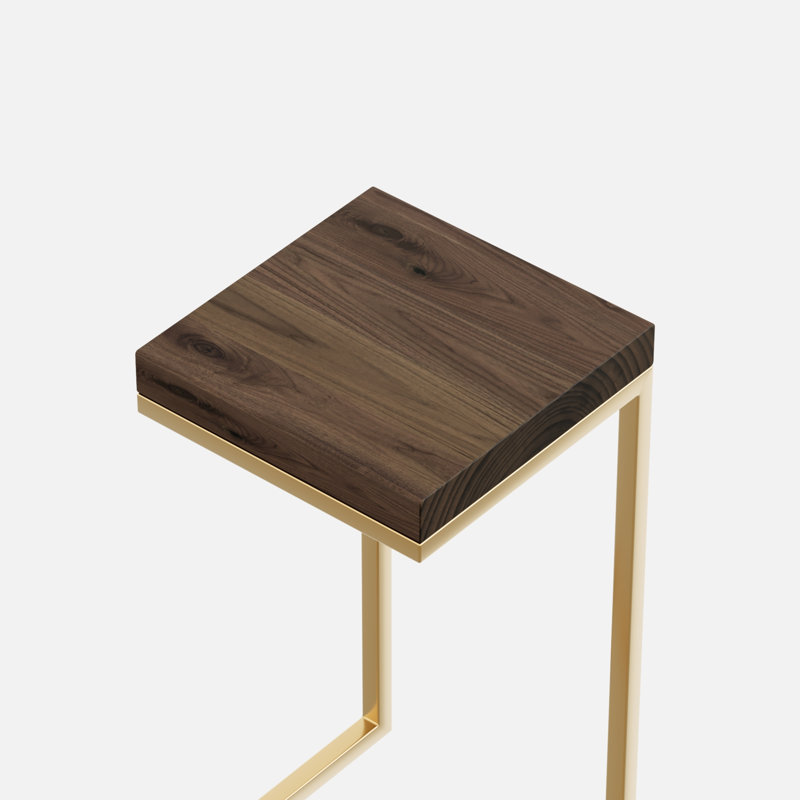 Table d'appoint en forme de C rustique, Doré, Jacobin