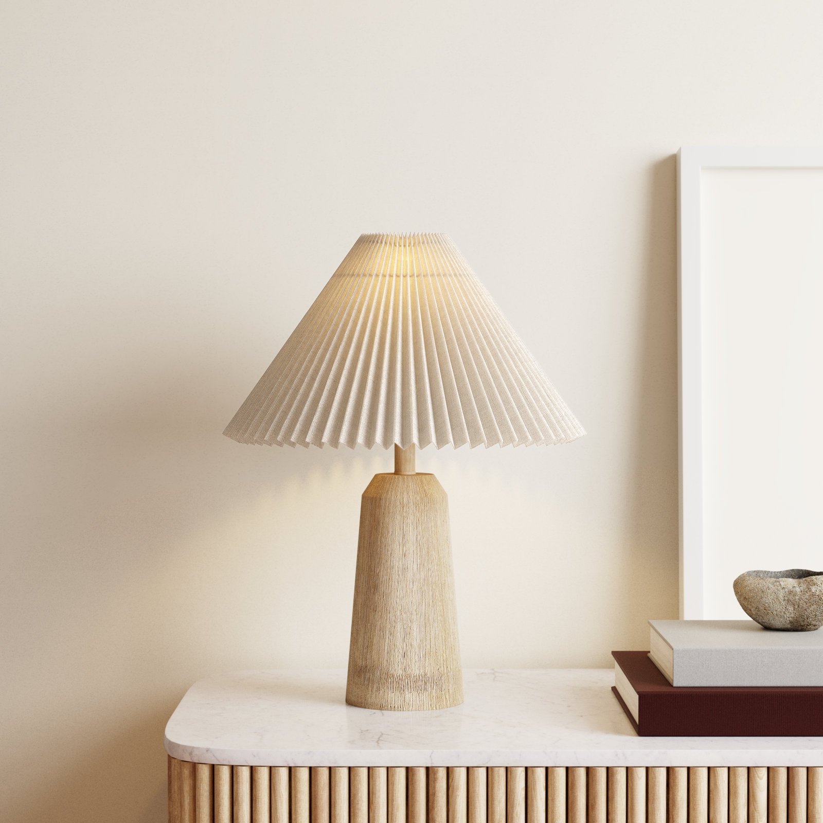 Anirudh 20.5" Rustic Scandinavian Resin/Iron Lighthouse LED Table Lamp with Pleated Shade