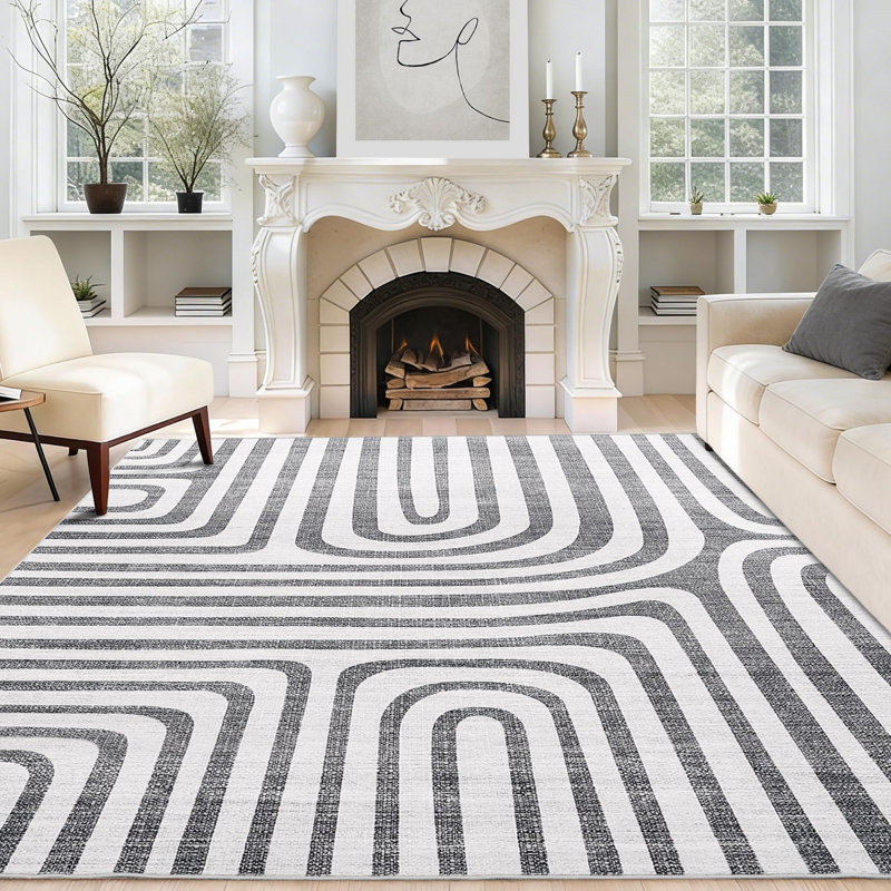 Area Rugs, Abstract Modern Washable Rugs, Non-Slip Low-Pile Soft Floor Carpet for Bedroom, Living Room, Dining Room