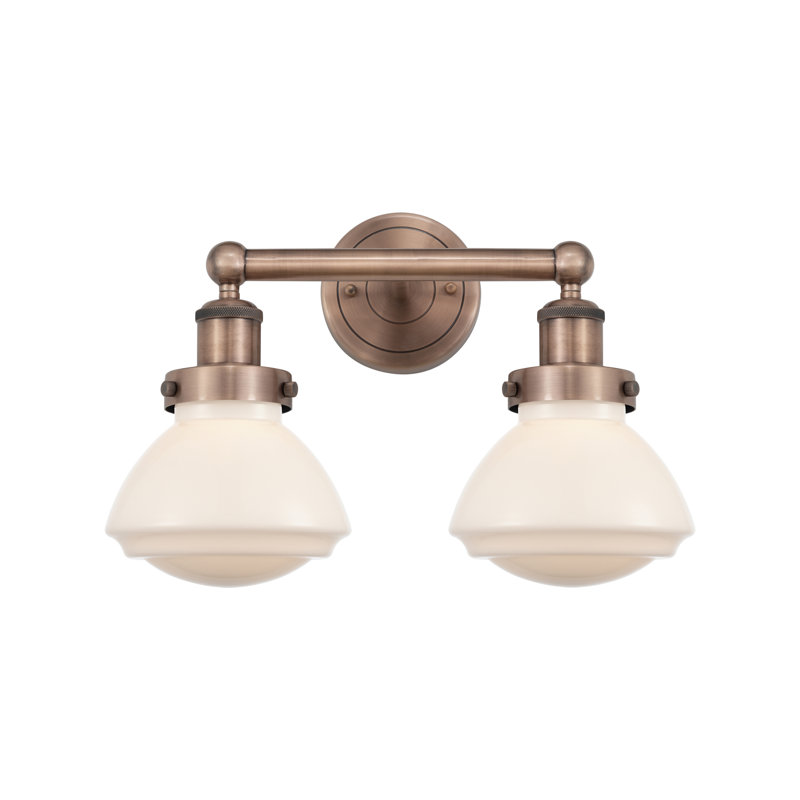 Éclairage pour meuble-lavabo à 2 lumières à intensité variable Almarosa, Blanc mat, Cuivre antique