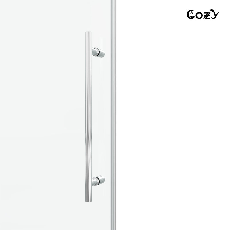 50-55" W x 72" H Frameless Single Sliding Shower Door with 3/8" (10mm) Clear Tempered Glass, Shatter-Resistant Film & Installation Hole Locator - Round Top Rail