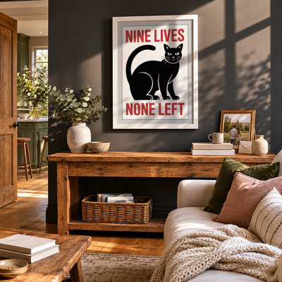 Nine Lives None Left Typography - Framed Print